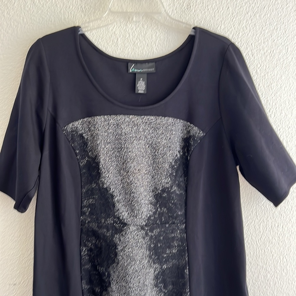 LANE BRYANT Black Ponte Knit Lace DRESS.  Size 16 - Picture 2 of 6